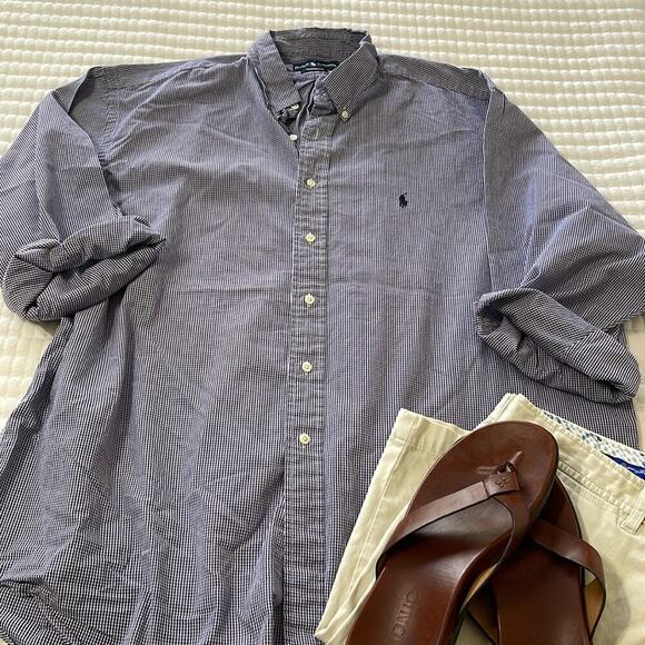 Ralph Lauren Other - Men's Ralph Lauren Blue/White Yarmouth Long Sleeve Button Down Shirt Size 18